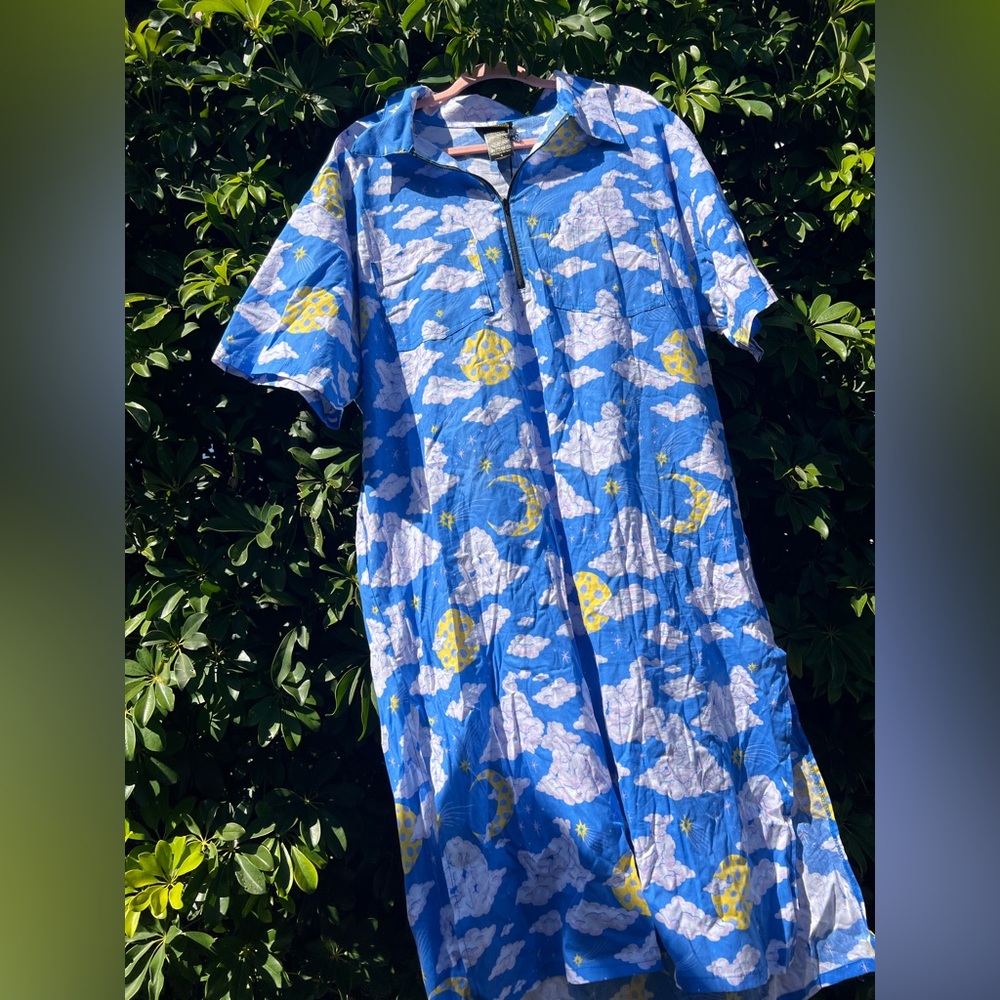 Nooworks Blue Cloud & Moon Cloud People Work Dress